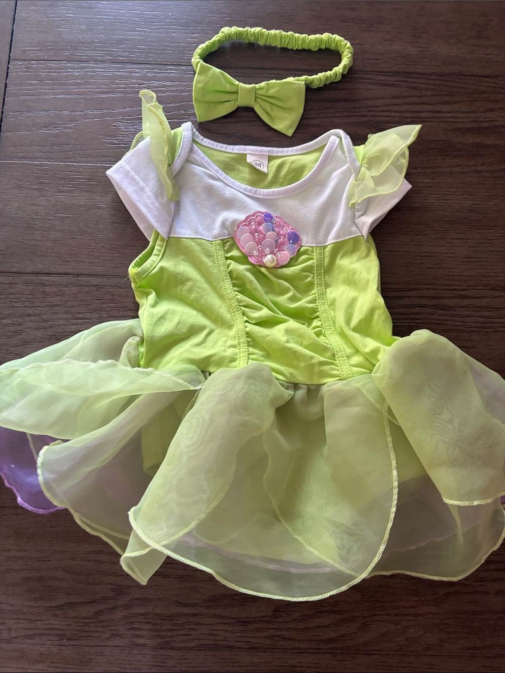 Source Unknown Neon Lime Fairy is Tutu Dress with Bow Headband